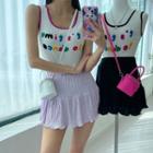 Sleeveless Letter-patched Crop Top