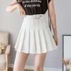 High-waist Plain Pleated Mini Skirt