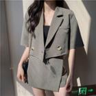 Short-sleeve Blazer / Wide-leg Shorts / Mini Skort