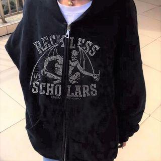 Rhinestone Devil Zip-up Hoodie