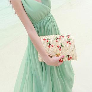 Cherry Straw Clutch