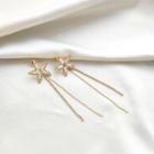 Star Fringe Earring 1 Pair - 925 Silver Stud - Gold - One Size
