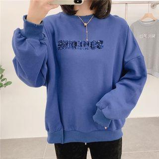 Long-sleeve Sequined Letter Sweatshirt