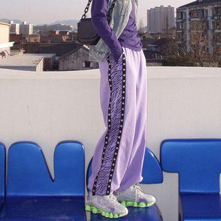 Zebra Print Panel Wide-leg Sweatpants
