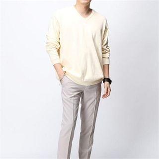 V-neck Cotton Knit Pullover