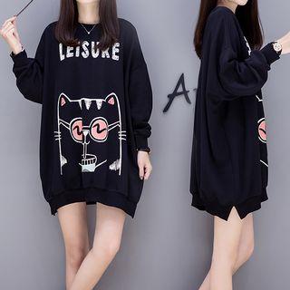 Cat Print Mini Pullover Dress