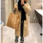 Long-sleeve Faux Shearling Buttoned Coat Almond - One Size