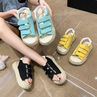 Platform Hook & Loop Slingback Sandals
