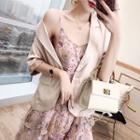 Set: 3/4-sleeve Blazer + Floral Strappy Midi A-line Dress