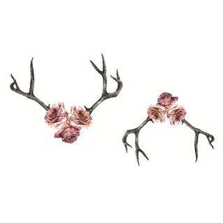 Antler Print Waterproof Temporary Tattoo Red - One Piece