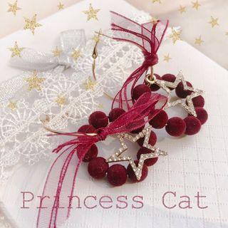 Flannel Bead Rhinestone Star Lace Bow Dangle Earring Earring - White Star - Red - One Size