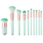 Set Of 10: Makeup Brush With Mint Green Handle