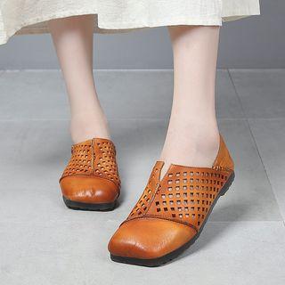 Perforated Square-toe Flats