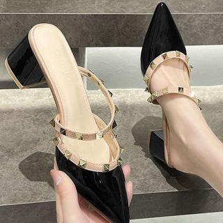 Studded Chunky-heel Mules