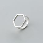 S925 Sterling Silver Hexagon Open Ring S925 Sliver - Ring - Adjustable