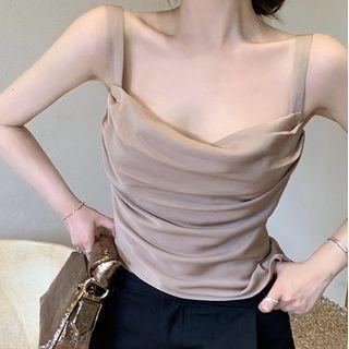 Satin Camisole Top Khaki - One Size
