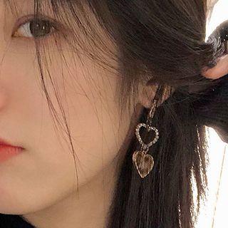 Rhinestone Leopard Print Heart Dangle Earring