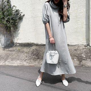 Puff-sleeve Long Hoodie Dress
