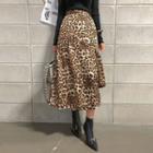 Leopard Asymmetric Long Skirt