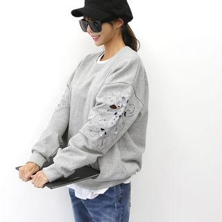 Beaded-sleeve Sweatshirt