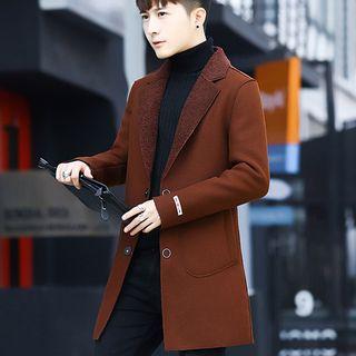 Fleece-lined Plain Woolen Coat