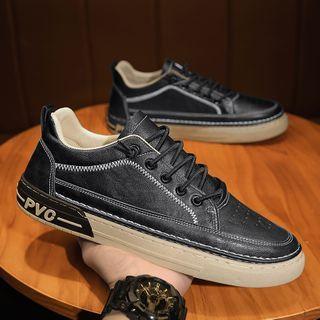 Platform Lace-up Leather Sneakers