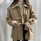 Faux-fur Collar Trench Jacket