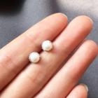 925 Sterling Silver Faux Pearl Stud Earring 1 Pair - As Shown In Figure - One Size