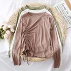 Drawstring-side Long-sleeved T-shirt