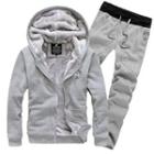 Set: Fleece-lined Zip-up Hoodie + Sweatpants