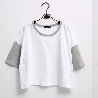 3/4-sleeve Panel T-shirt