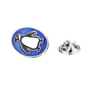 Elegant And Simple Penguin Geometric Oval Brooch Silver - One Size