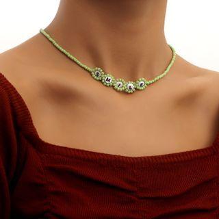 Lettering Flower Bead Choker