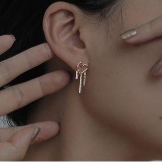 Heart Rhinestone Sterling Silver Fringed Earring / Necklace / Set
