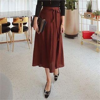 Band-waist Beribboned Long Skirt