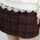 Check Ruffled Mini A-line Skirt
