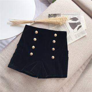 Button Detail High Waist Shorts
