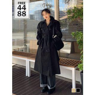 Belted Raglan-sleeve Long Trench Coat