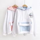 Cloud Embroidered Color Panel Hoodie