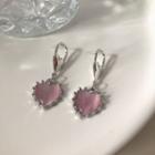 Heart Alloy Dangle Earring D768-1 - 1 Pair - Silver - One Size