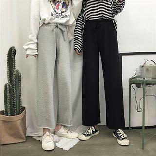 Drawstring Waist Straight-cut Sweatpants