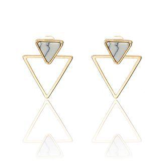 Triangle Marble Print Turquoise Alloy Dangle Earring 1 Pair - Gold - One Size