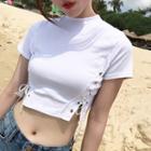 Lace Up Cropped Short-sleeve T-shirt