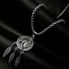 Embossed Disc Necklace 1 Pc - Silver - One Size
