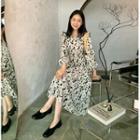 Tie-waist Leopard Print Maxi Dress