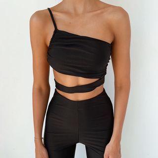 One-shoulder Cutout Cropped Camisole Top