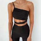 One-shoulder Cutout Cropped Camisole Top