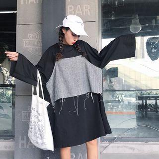 Set: Long-sleeve T-shirt Dress + Strappy Top