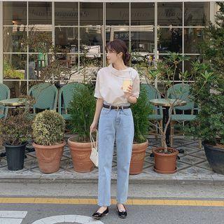Asymmetric-collar Boxy Blouse
