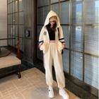 Set: Zip-up Hoodie + Contrast Trim Sweatpants